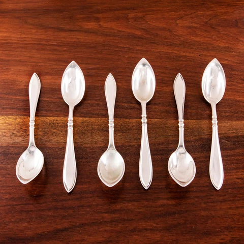 6 GORHAM ART DECO STERLING SILVER GRAPEFRUIT SPOONS PORTSMOUTH 1918 NO MONO Cover