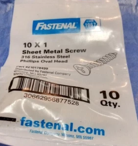 10 x 1 Sheet Metal Screw Stainless Steel 10 Qty Phillips Oval Head D3a - Picture 1 of 2