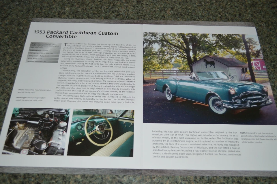 Packard Caribbean 1953 convertible personalizado hoja de especificaciones foto característica impresión B5 Foto 1 de 1