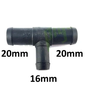 Conector de tubería de manguera de tubo de púas T-Piece de 20 a 16 mm montaje unificador aire agua - Imagen 1 de 3