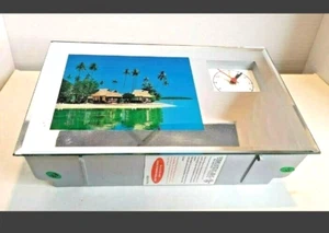 Motion Clock With Beach Sounds Visiontac Motion Island Scene Lighted Mirrored - Picture 1 of 5