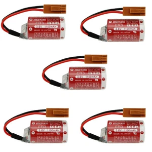 Brand New 5x ER3 NP8P-BT 1/2AA 3.6V 1100mah PLC Battery ER14250 with Brown Plug - Picture 1 of 5