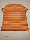 Lacoste V-neck T-shirt Size 6 Mens Striped Orange And White Muscle Shirt....
