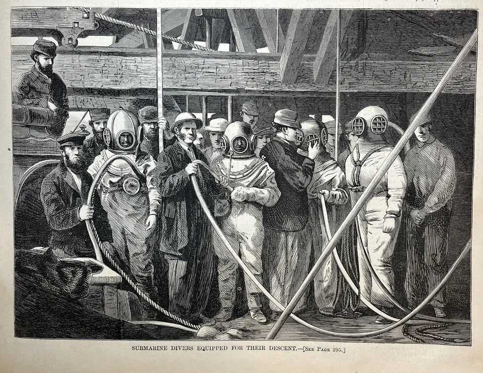 Buzos submarinos equipados para su descenso - Impresión profesional Foto 1 de 1