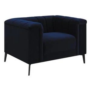 Coaster Chalet Modern Velvet Upholstered Tuxedo Arm Chair Blue - Picture 1 of 11