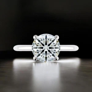 Anillo de compromiso de diamantes de corte redondo de 1,15 quilates cultivado en laboratorio certificado IGI platino 950 - Imagen 1 de 14