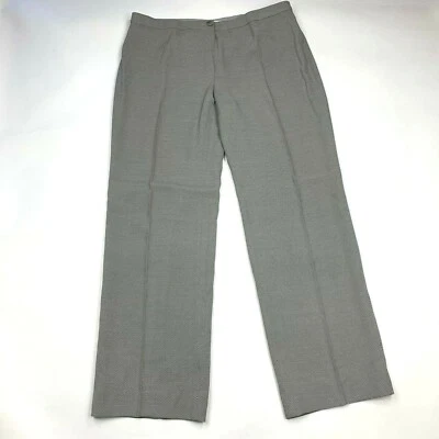 ARMANI Collezioni Gray Textured Wool Blend Pant Straight Leg Flat Front Women 14 - Image 1 of 4