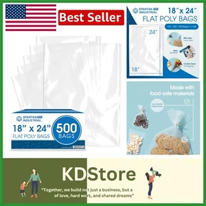 18” x 24” 500 Count Flat Clear Poly Bags - Lightweight, Stackable, and Versatile - Picture 1 of 9