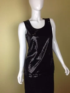  Schwarz Pailletten ärmellos DAMEN Large COVINGTON Tank NEU mit Etikett - Bild 1 von 12