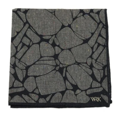 WRK Mens Gray Black SPECKLED GEOMETRIC Cotton Pocket Square NWT - Image 1 of 2