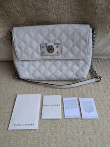 Marc Jacobs Large Single Quilted Lambskin Leather Shoulder Bag Soft White Italy - Picture 1 of 17