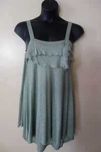 MON PETIT OISEAU SPAGHETTI STRAP METALLIC GREEN DRESS SIZE L NWT - Picture 1 of 4