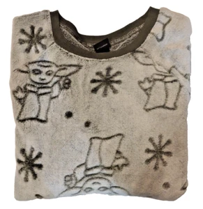 Star Wars Women's Baby Yoda Lounge Top Novelty Pullover Olive Green Fleece - Picture 1 of 5