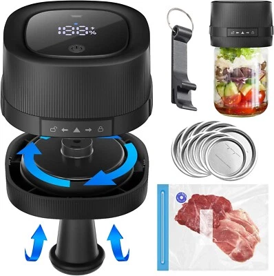 Mason Jar Vacuum Sealer - 3 in 1 Electric Mason Jar Vacuum Sealer Kit for Wide &