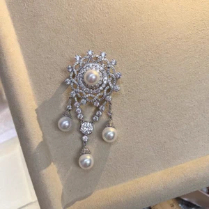 gorgeous south sea white pearl brooch 925s - Picture 1 of 4