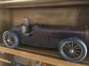 Vintage 28” Large Racing Sport car Bugatti w/Driver Poly Stone Neat - Picture 1 of 10