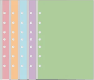 Mini Binder 5 Colorful Blank Paper for 3 or 7 Ring Binders - 100 Sheets/200 Page - Picture 1 of 12