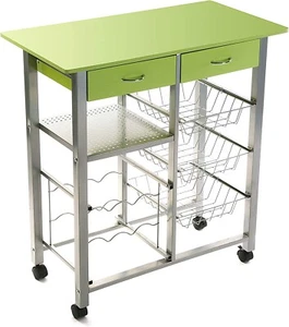 Versa Leicester Küchenwagen mit Rädern,Schubladen,Flaschenregal,Gemüsehändler. - Bild 1 von 7
