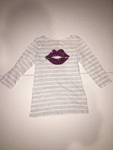 Preowned- Old Navy Sequins Lips Long Sleeved Shirt Girls Size (XL/14) - Picture 1 of 4