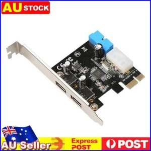 2 Port USB 3.0 PCI-E Express Card 20pin Connector PCIE HUB Adapter Riser Card - Picture 1 of 8