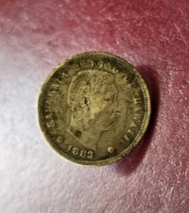 HAWAII KINGDOM 1883 DIME 10c UMI KENETA HAWAIIAN COIN FASHIONED INTO A BUTTON - Picture 1 of 2