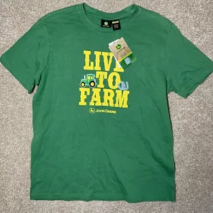 John Deere Large Unisex Boys Girls 12/14 Live to Farm Green T Shirt Short Sleeve - Picture 1 of 5