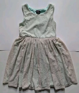 Girls Dress Size 10/12 Sleeveless Ivory Crochet Light Blue Spring Easter - Picture 1 of 4