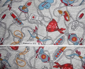 VINTAGE WAMSUTTA Western Theme Fabric - NOS - 45" x 54" - Hats, Boots, Arrows - Picture 1 of 3