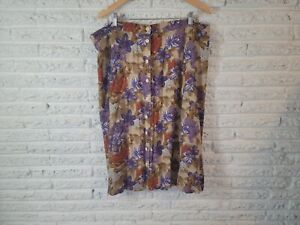 Sag Harbor Womens Skirt 2X Full Flare Elastic Waist Floral Button Rayon Casual