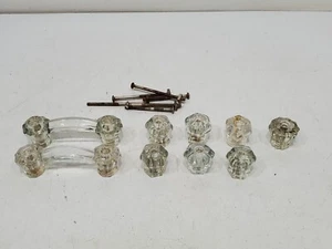 Lot of Antique Vintage Art Deco Glass Cabinet Dresser Drawer Pulls Knobs HANDLES - Picture 1 of 18