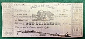 Canada Cobourg Police 10 Shillings (2 Dollars) of 1848 Charlton MU-5 Low Serial - Picture 1 of 2