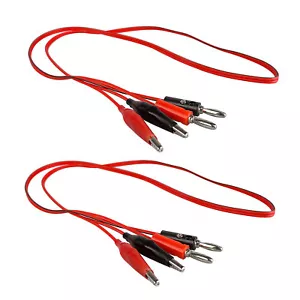 2 Pack Banana Plug to Crocodile Clip Test Lead 1m Copper Wire Red Black Cable - Picture 1 of 7