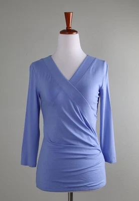 Top LAUREN RALPH LAUREN NUEVO CON ETIQUETAS $69 Azul Sólido Suave Elastizado Sobrepelliz Talla XS Foto 1 de 4