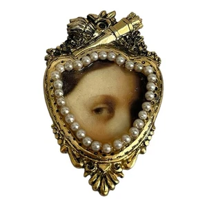 Verziertes Auge Miniatur Vintage Brosche Anhänger goldfarben Sammlerstück - Bild 1 von 4