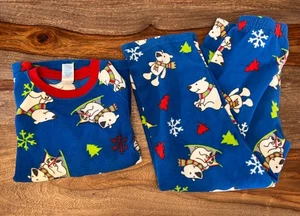 The Children's Place Kids Fleece Winter Polar Bear 2 Piece Pajama Set Size M 7/8 - Picture 1 of 7