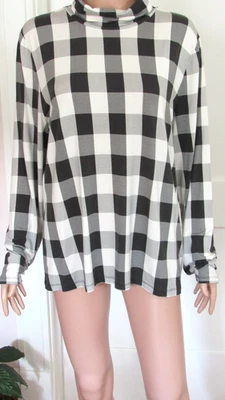 Top Pullover Talbots Blanco y Negro Cuadros Térmico Manga Larga Cuello Alto X Foto 1 de 4