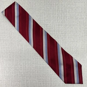 ERMENEGILDO ZEGNA Italy Luxury Red White Blue Repp Striped Silk Tie - Picture 1 of 6