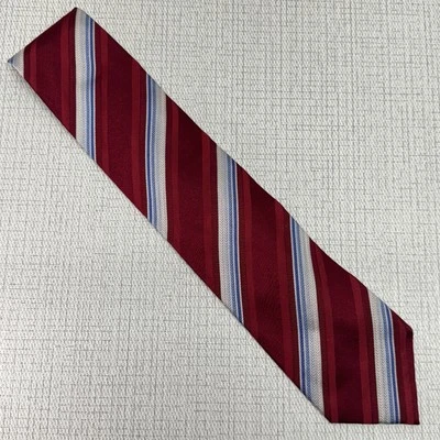 Corbata de seda a rayas ERMENEGILDO ZEGNA Italia de lujo roja blanca azul Foto 1 de 4