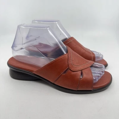 Munro American Slip On Wedge Slide Sandal Womens US 6.5 Orange Leather Open Toe - Image 1 of 4