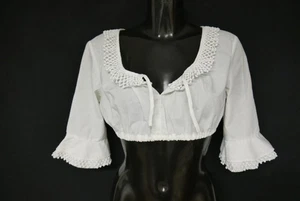 Gr.38 Dirndlbluse weiß Bluse für Dirndl Baumwollmischung mit Spitze B11205 - Bild 1 von 4