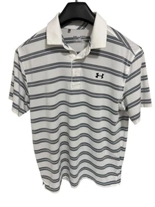 Under Armour Loose Fit Golf Polo Gr. XL gestreift Stretch weiß - Bild 1 von 6