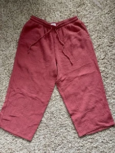 Jessica Simpson Damen Hose L Baumwolle Pfirsich Knöchel Sommer Taschen Gummibund - Bild 1 von 16