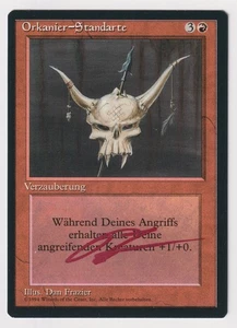 Miscut Metallic Red Signed German Orcish Oriflamme LP FBB Artist Dan Frazier MTG - Picture 1 of 2