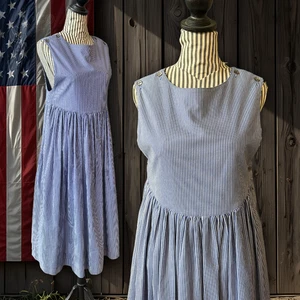 Vintage 90s Laura Ashley Stripe Babydoll Pinafore Jumper Dress Gr. XS Girls L - Bild 1 von 19