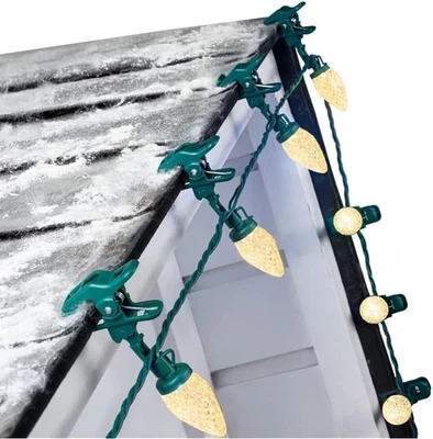 C9 Outdoor Christmas Lights 100 LED Warm White with 100 Clips, 81FT - Image 1 of 4