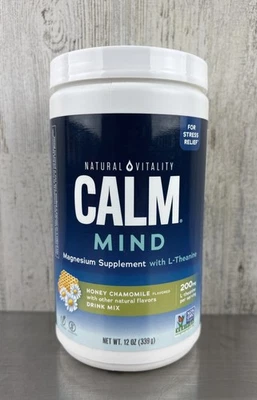 Suplemento de magnesio Natural Vitality Calm Mind Anti-estrés Miel Manzanilla 12oz Foto 1 de 2