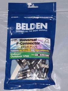 Belden PPC EX6XLPLUS RG6 COAX Coaxial Cable 25 Pack Compression Connectors - Picture 1 of 1