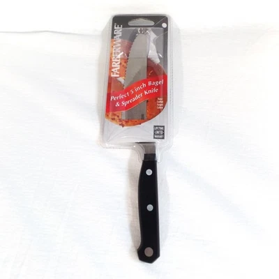 CUCHILLO PARA PAN, BAGEL Y UNTAR FARBERWARE 5". Hoja dentada, ancha, cómoda nueva en paquete Foto 1 de 4
