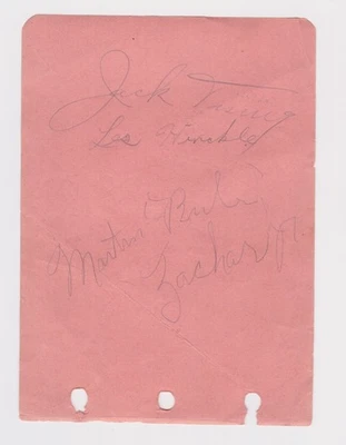 Jack Tising Les Hinckle signed album page 1941 Syracuse Chiefs TOUGH! - Image 1 of 2