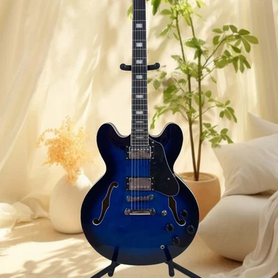Christmas Gift 6-String Black Circle Blue ES-335 Custom Electric Guitar - Image 1 of 4
